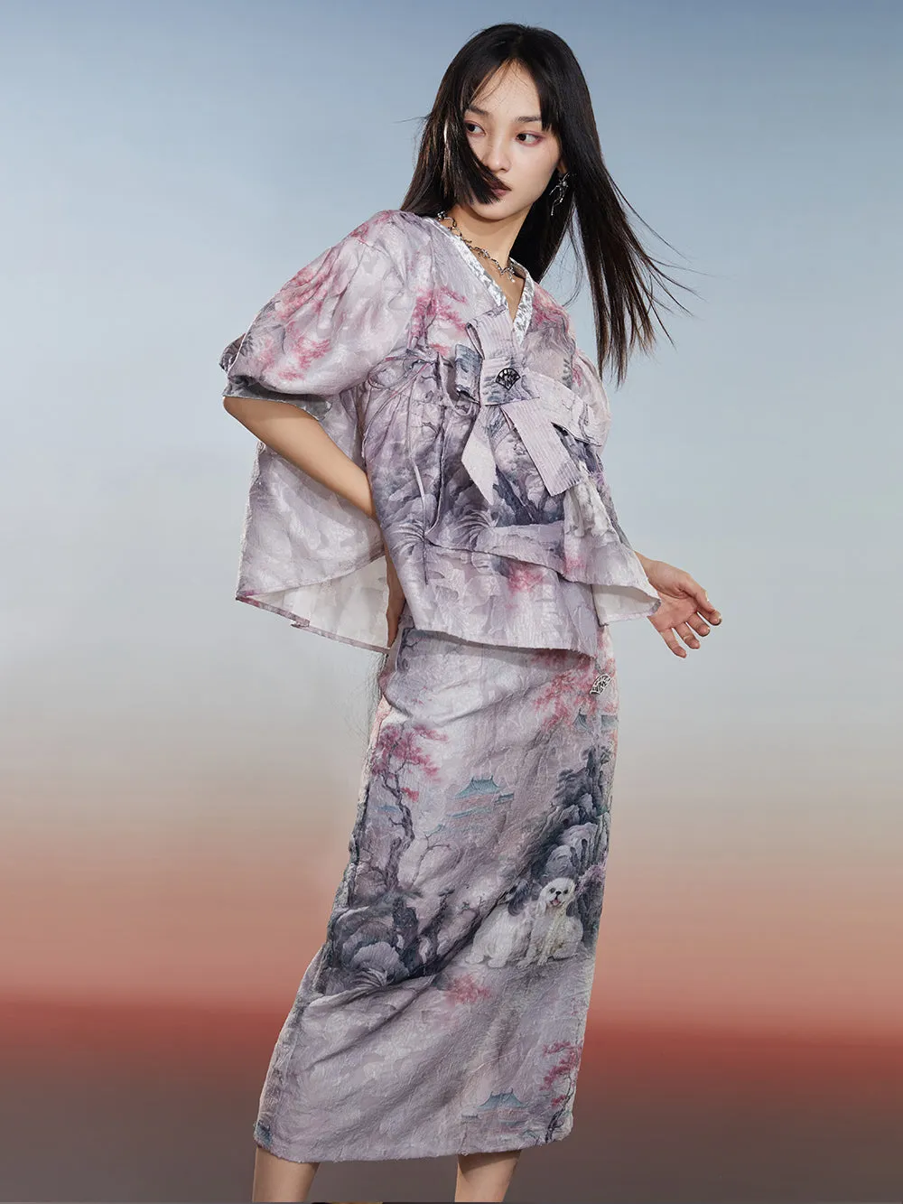 MUKZIN Comfortable Printed New Chinese Style Versatile Original Skirt