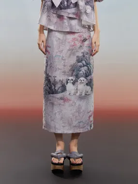 MUKZIN Comfortable Printed New Chinese Style Versatile Original Skirt