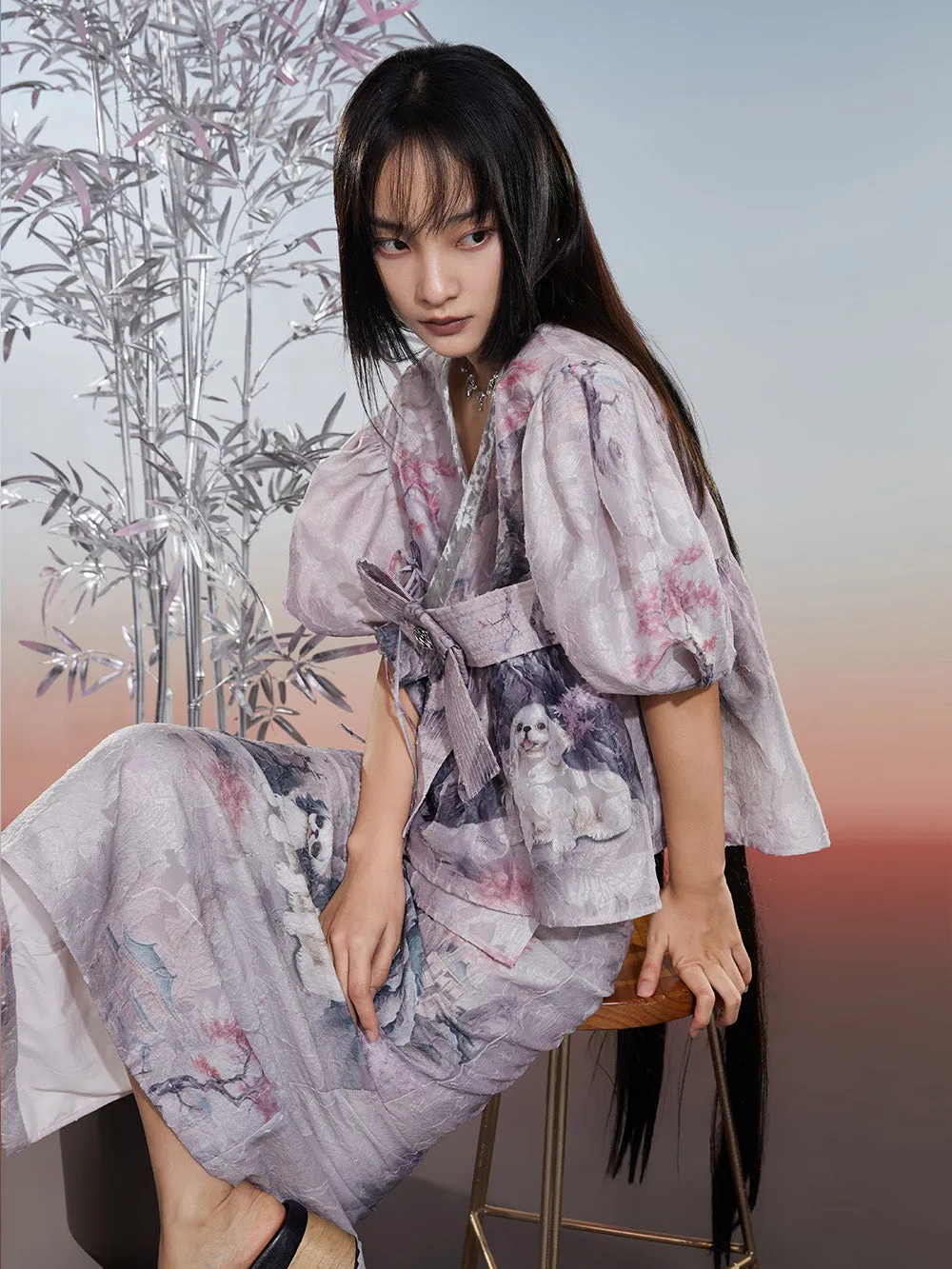 MUKZIN Comfortable Printed New Chinese Style Versatile Original Skirt