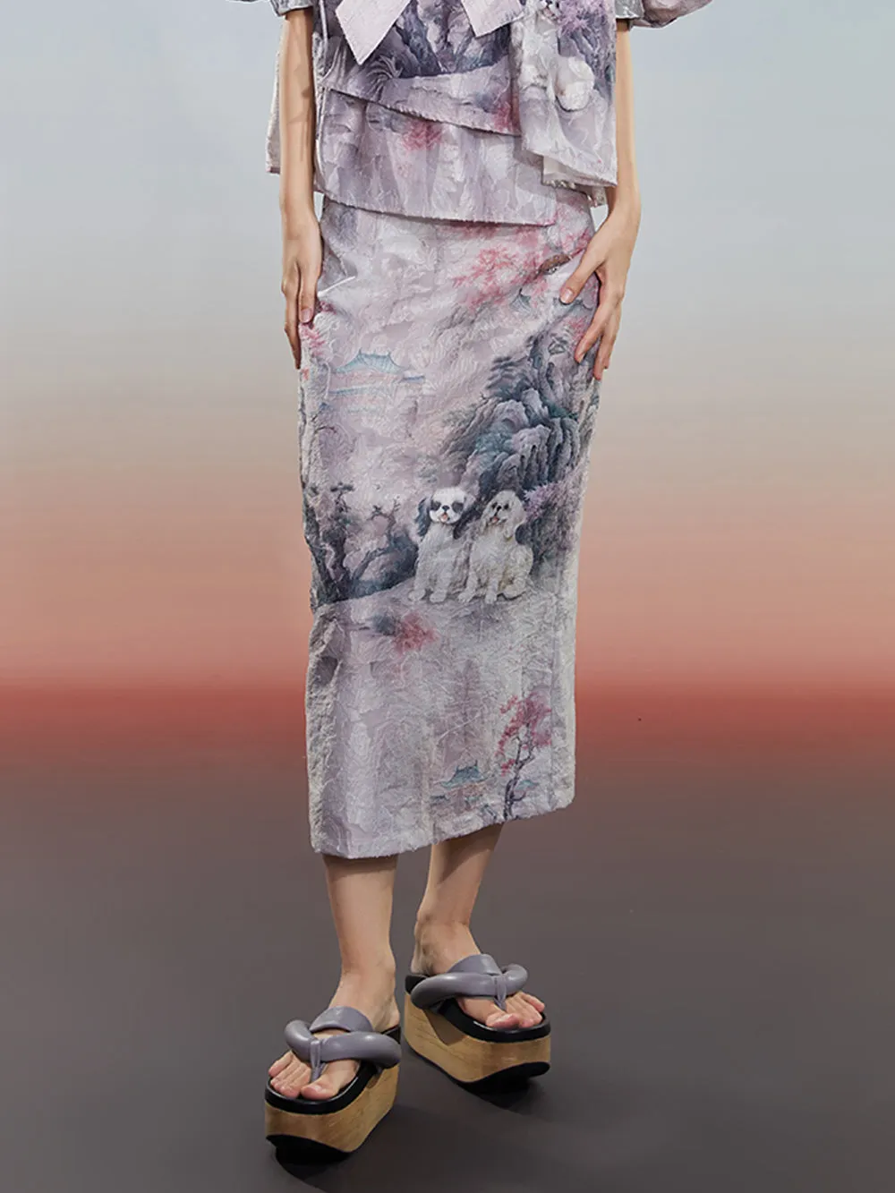 MUKZIN Comfortable Printed New Chinese Style Versatile Original Skirt