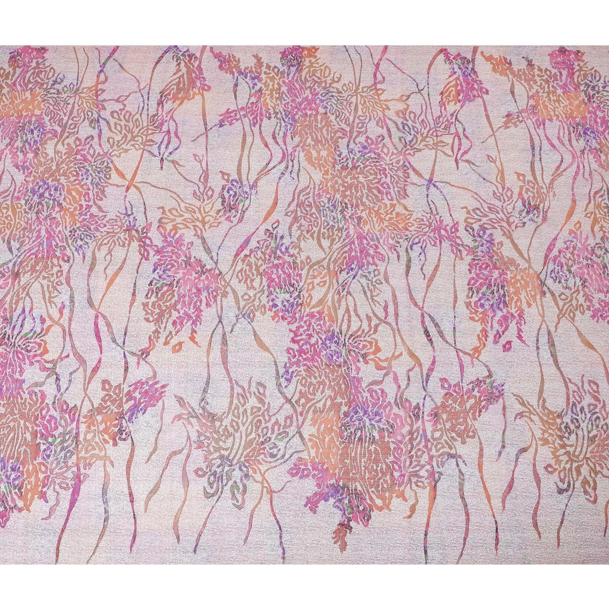 Multicolor mesh tulle fabric with flocking in fancy design-D14033