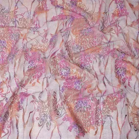 Multicolor mesh tulle fabric with flocking in fancy design-D14033