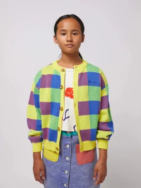 Multicolor vichy jacquard cardigan