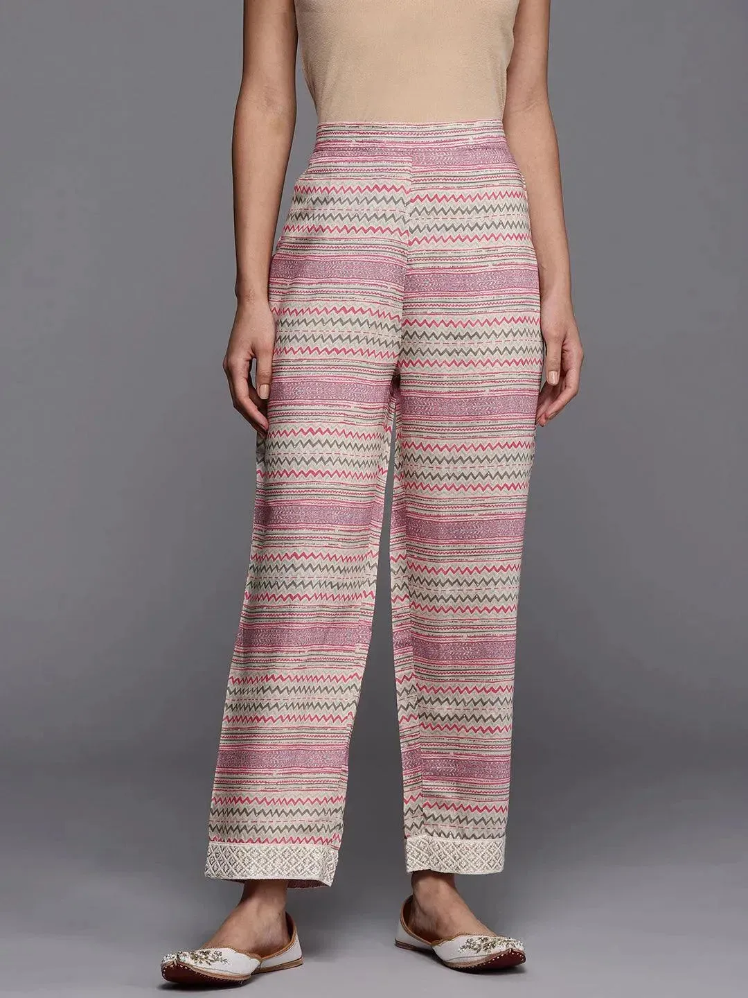 Multicoloured Printed Silk Trousers
