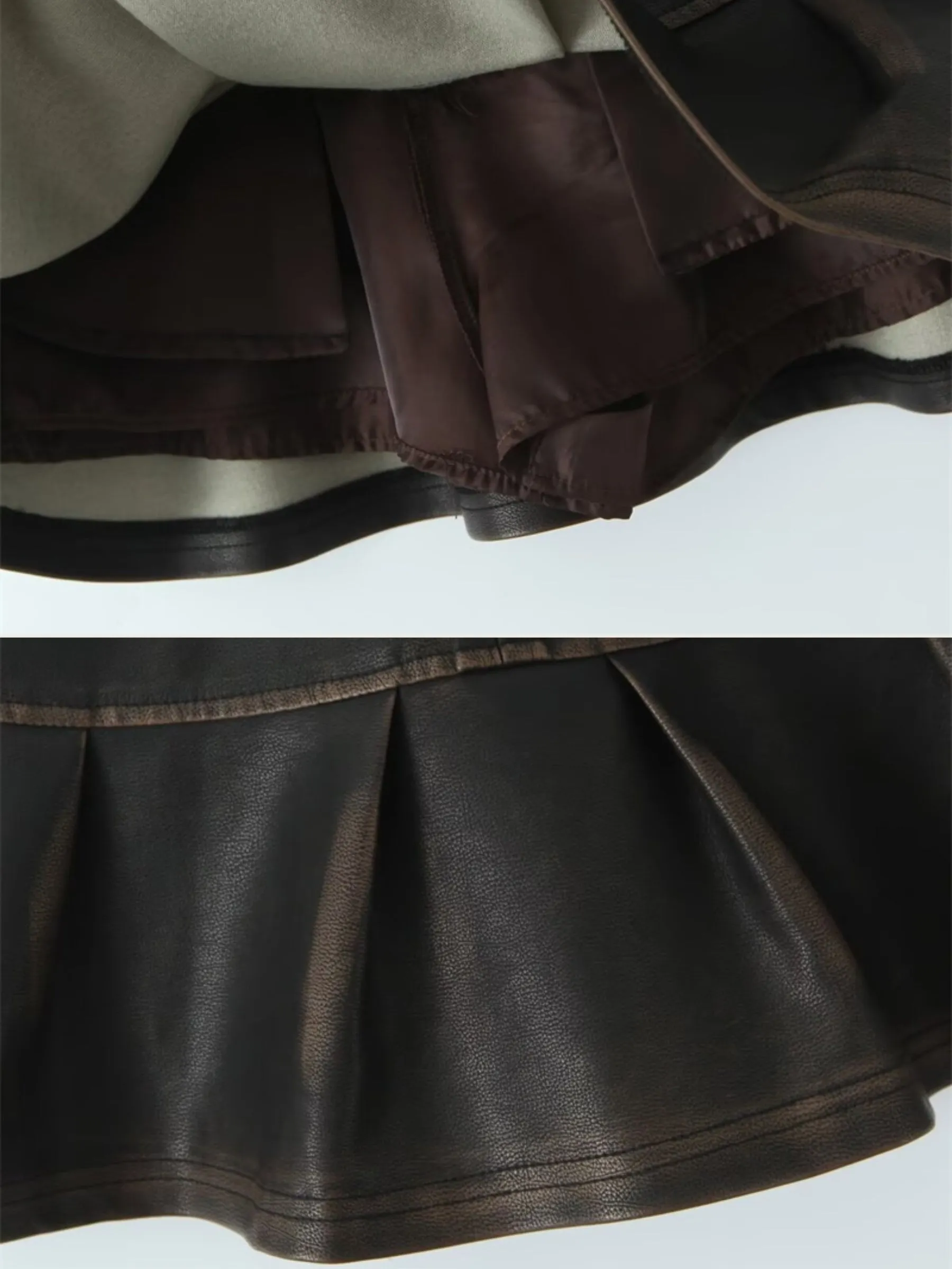 Nailea Distressed Faux Leather Skirt
