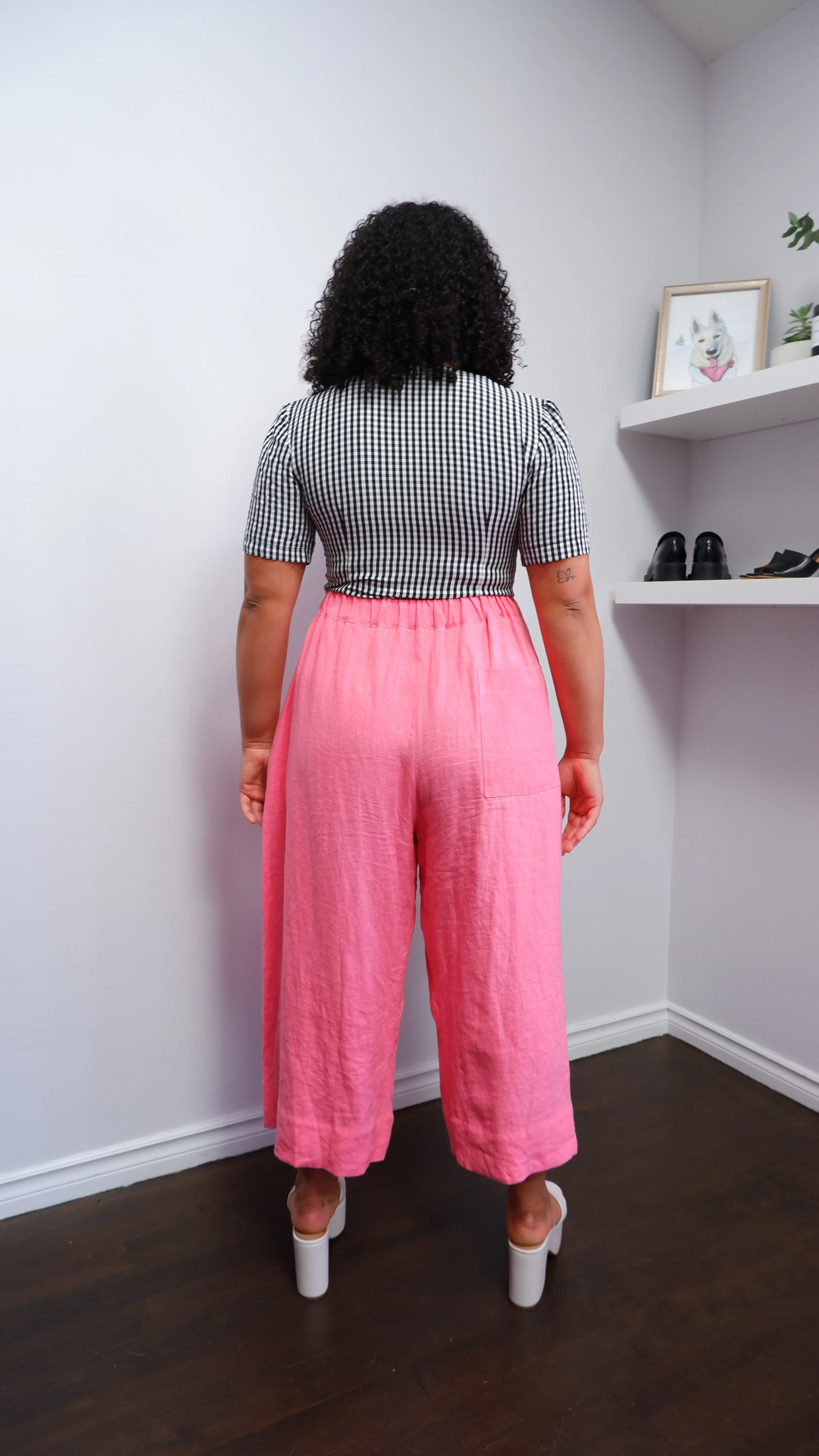 Nettle Studios Easy Pant in Hot Pink Linen M-XL