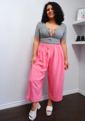 Nettle Studios Easy Pant in Hot Pink Linen M-XL