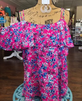 Orchid Flowing Flowers Cold-Shoulder Top
