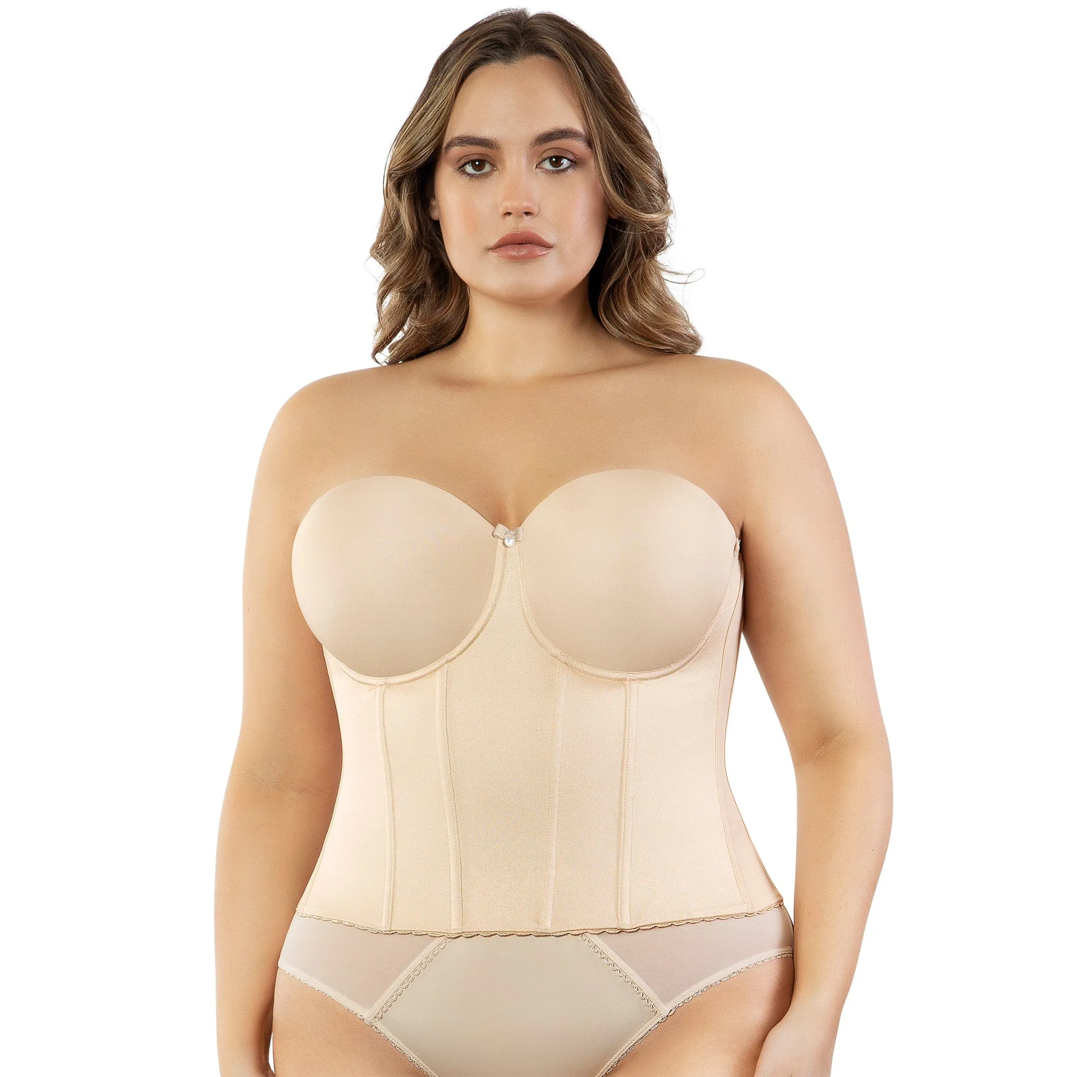 PARFAIT Elise P6097 Women's Full Bust Padded Strapless Full Back Bustier - Bare