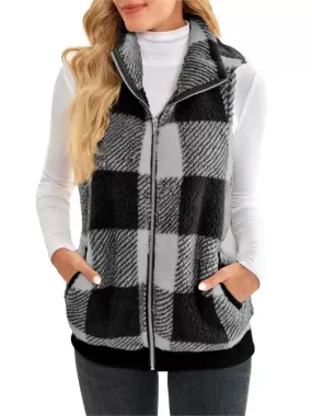 Paula Fleece Vest | Warm mouwloos vest met ruitpatroon voor dames