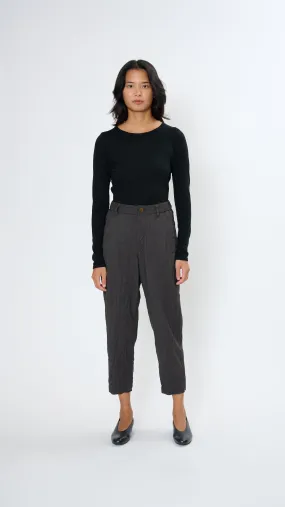Pin Dot Crinkle Easy Pants in Brown