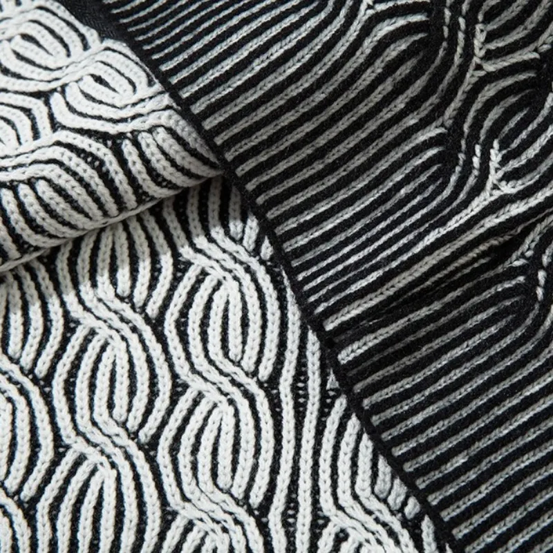 Plated engineer cable cardigan sweater