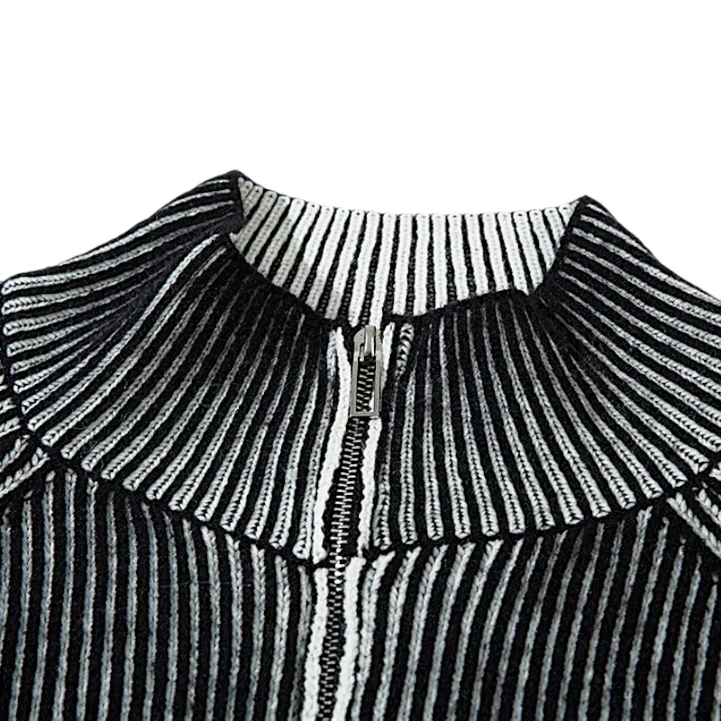 Plated engineer cable cardigan sweater