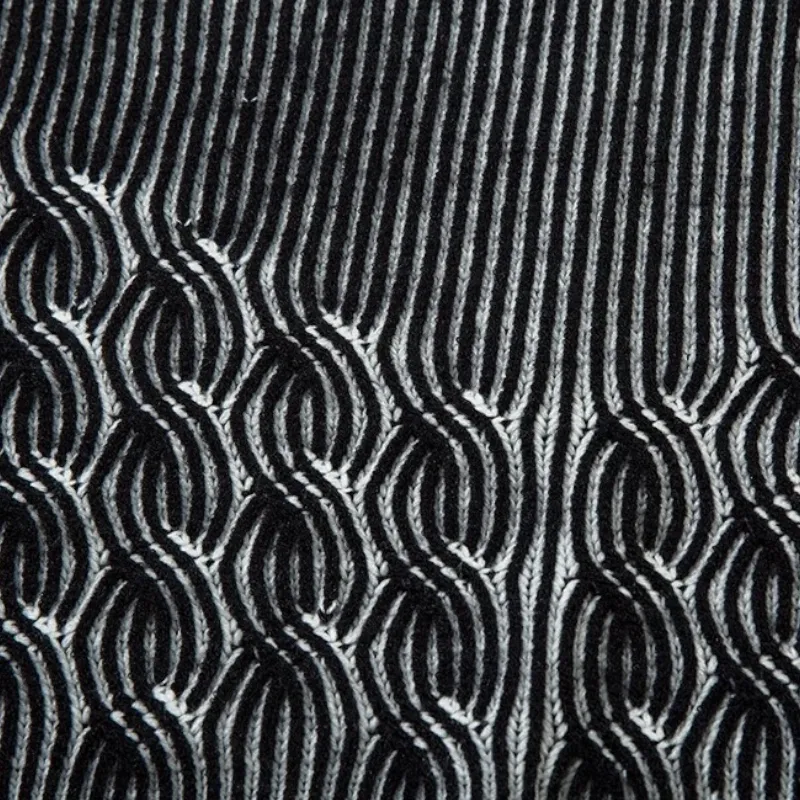 Plated engineer cable cardigan sweater