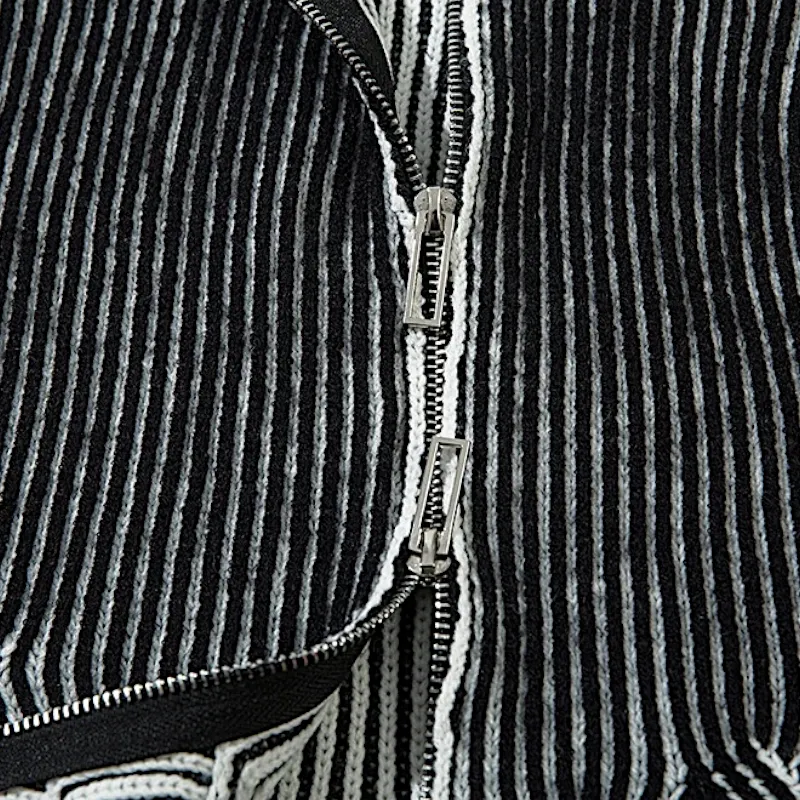 Plated engineer cable cardigan sweater