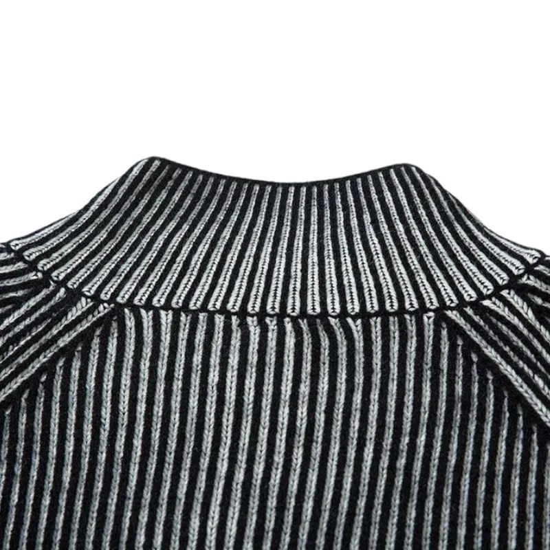 Plated engineer cable cardigan sweater