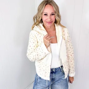 POL Crop Vintage Washing Ditzy Floral Puff Fluff Hoodie Jacket in 2 Options