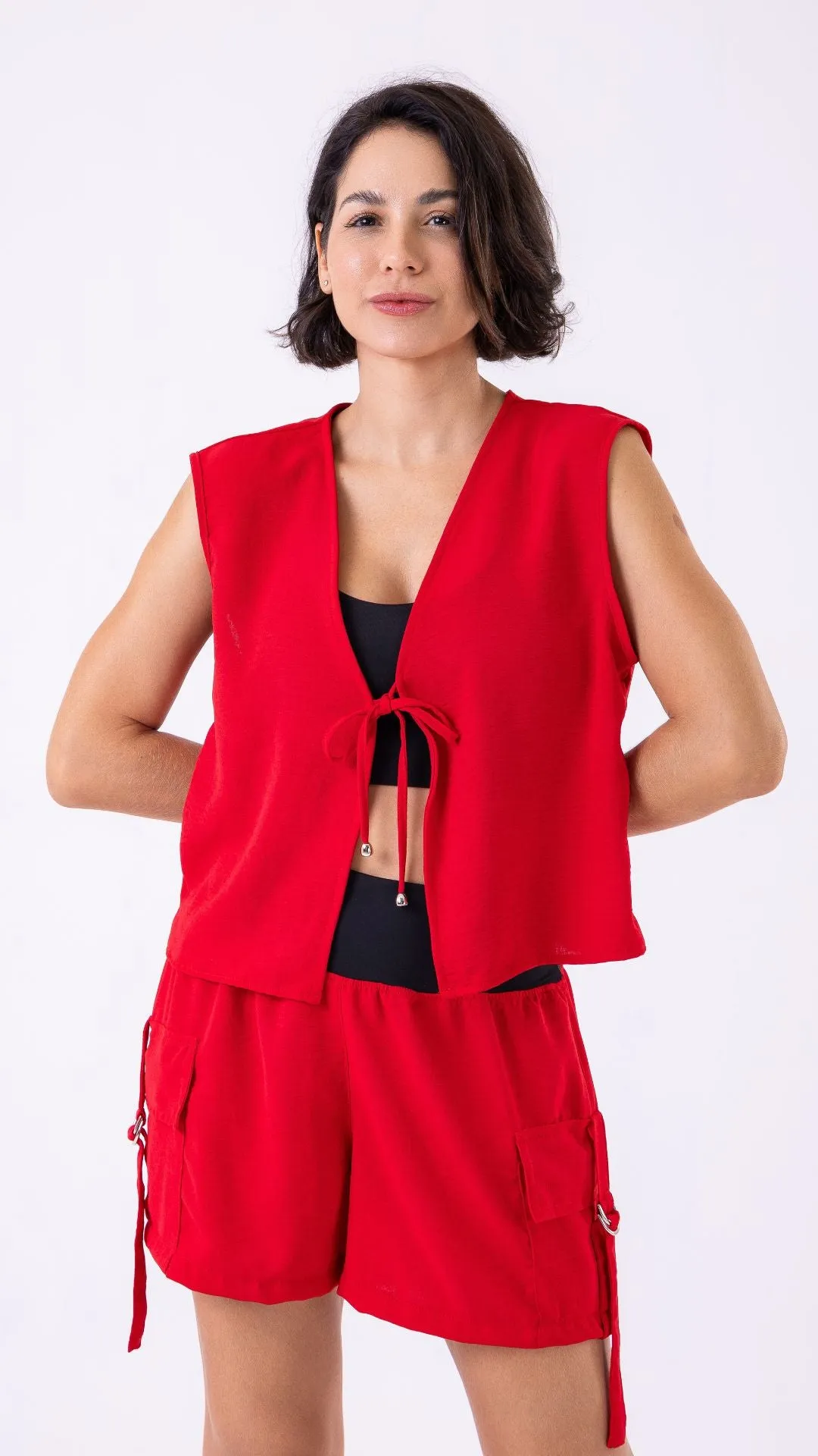 Red Always Effortless Tie Vest
