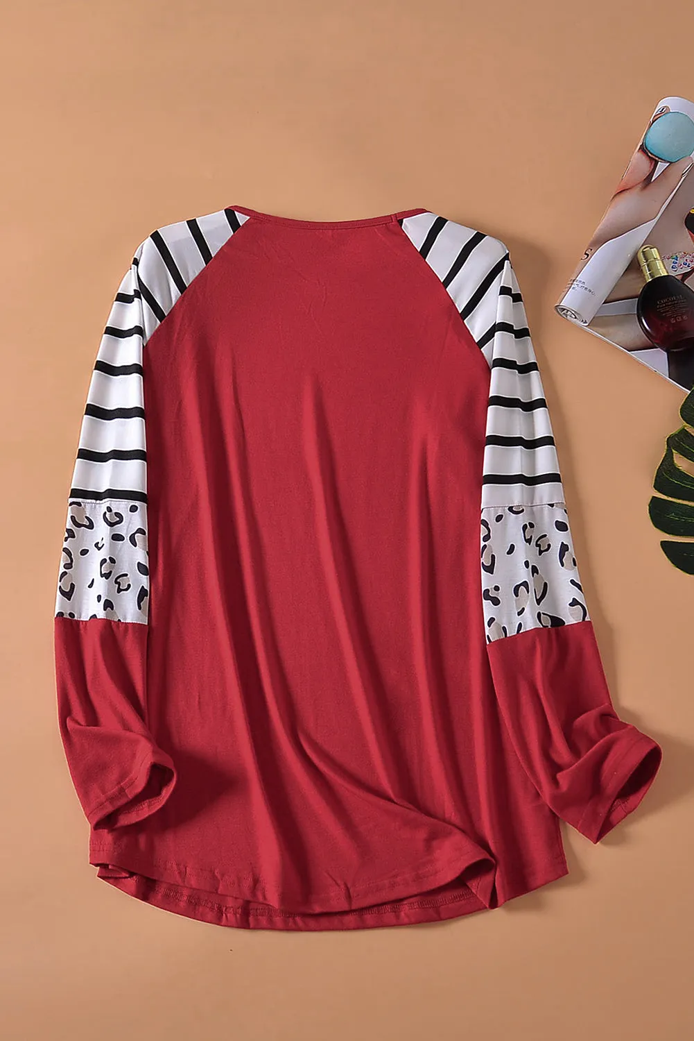 Red Striped Long Sleeve Top
