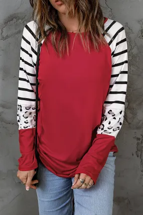 Red Striped Long Sleeve Top