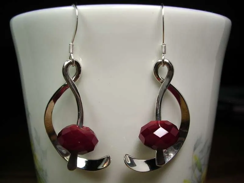 Ruby Quartz And Sterling Silver Golden Mean Earrings