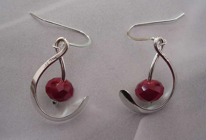 Ruby Quartz And Sterling Silver Golden Mean Earrings