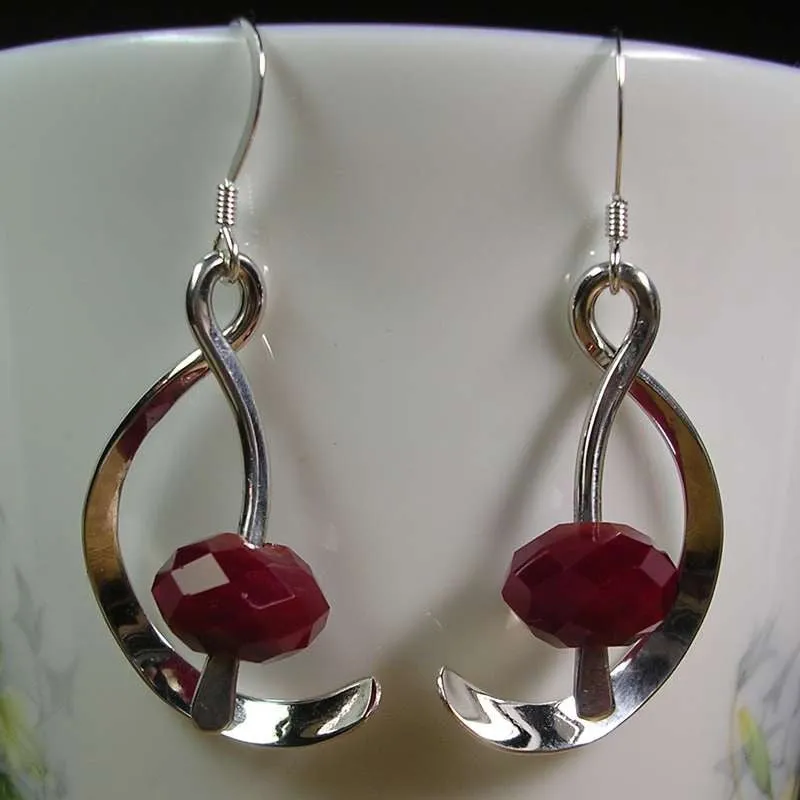 Ruby Quartz And Sterling Silver Golden Mean Earrings