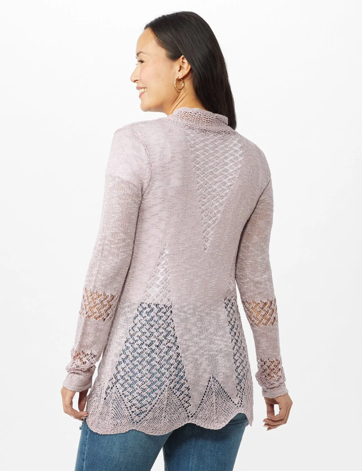 Scallop Trim Textured Cardigan