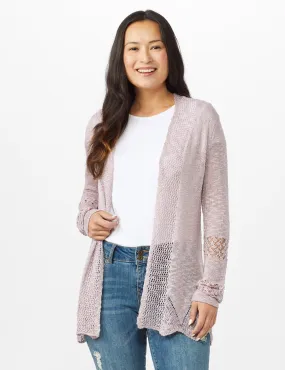 Scallop Trim Textured Cardigan