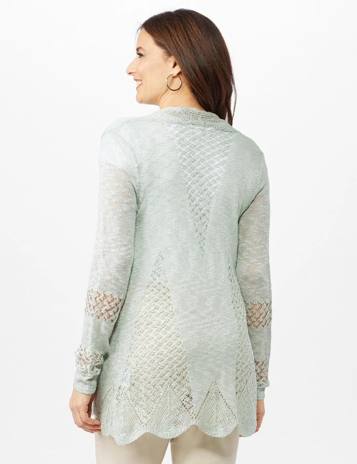 Scallop Trim Textured Cardigan