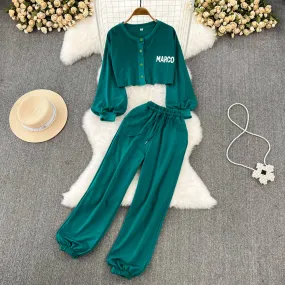 Short Cardigan&Trousers Chic 2Pcs