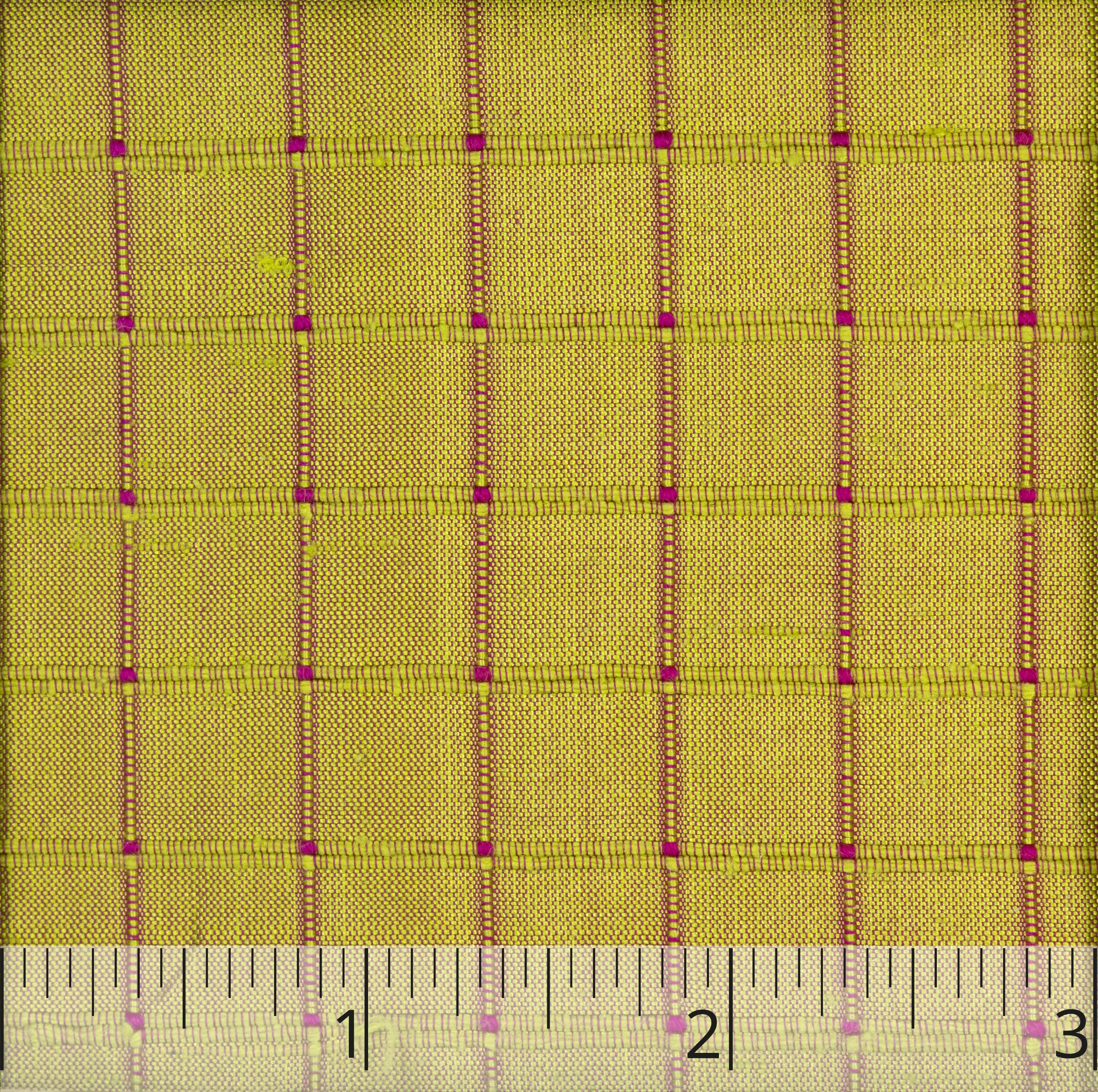 Siskin Green & Bright Pink Crossbar Corded Silk - $25.00 yd.