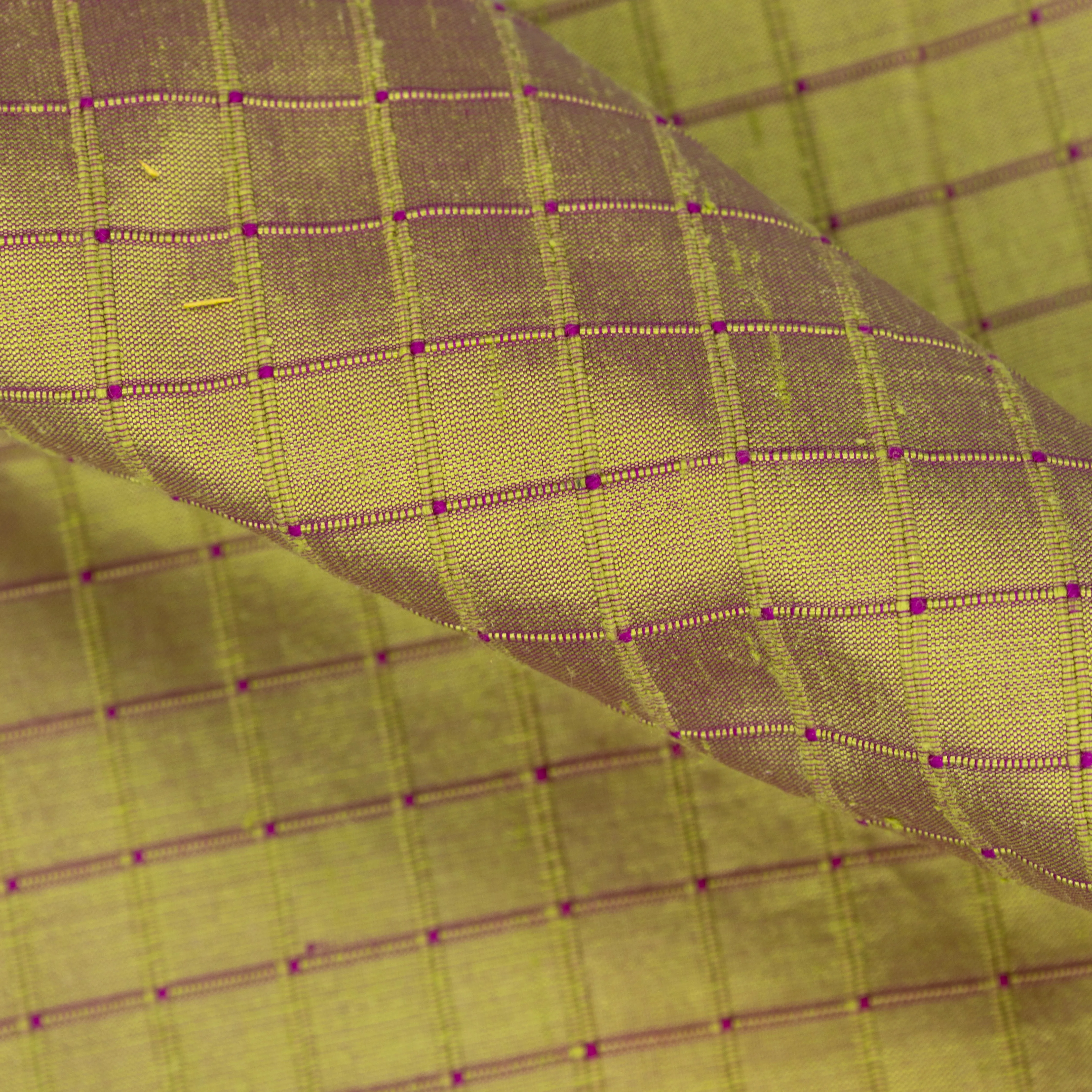 Siskin Green & Bright Pink Crossbar Corded Silk - $25.00 yd.
