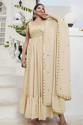 Sleeveless Gown With Dupatta For Girls