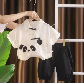 Summer Baby Boy Holiday Clothes Kids Boys Casual Cartoon Short Sleeve Shirts Tops and Shorts Two Piece Set    X5113879
