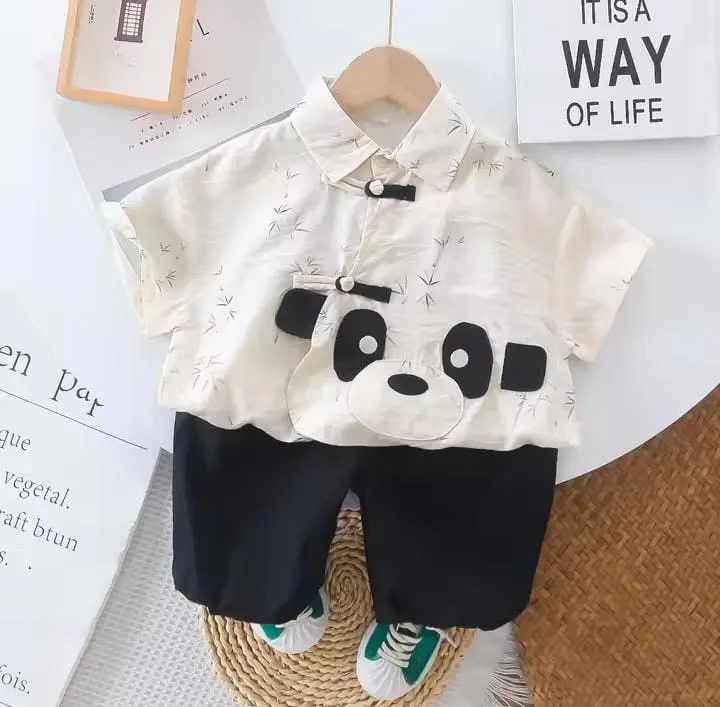 Summer Baby Boy Holiday Clothes Kids Boys Casual Cartoon Short Sleeve Shirts Tops and Shorts Two Piece Set    X5113879