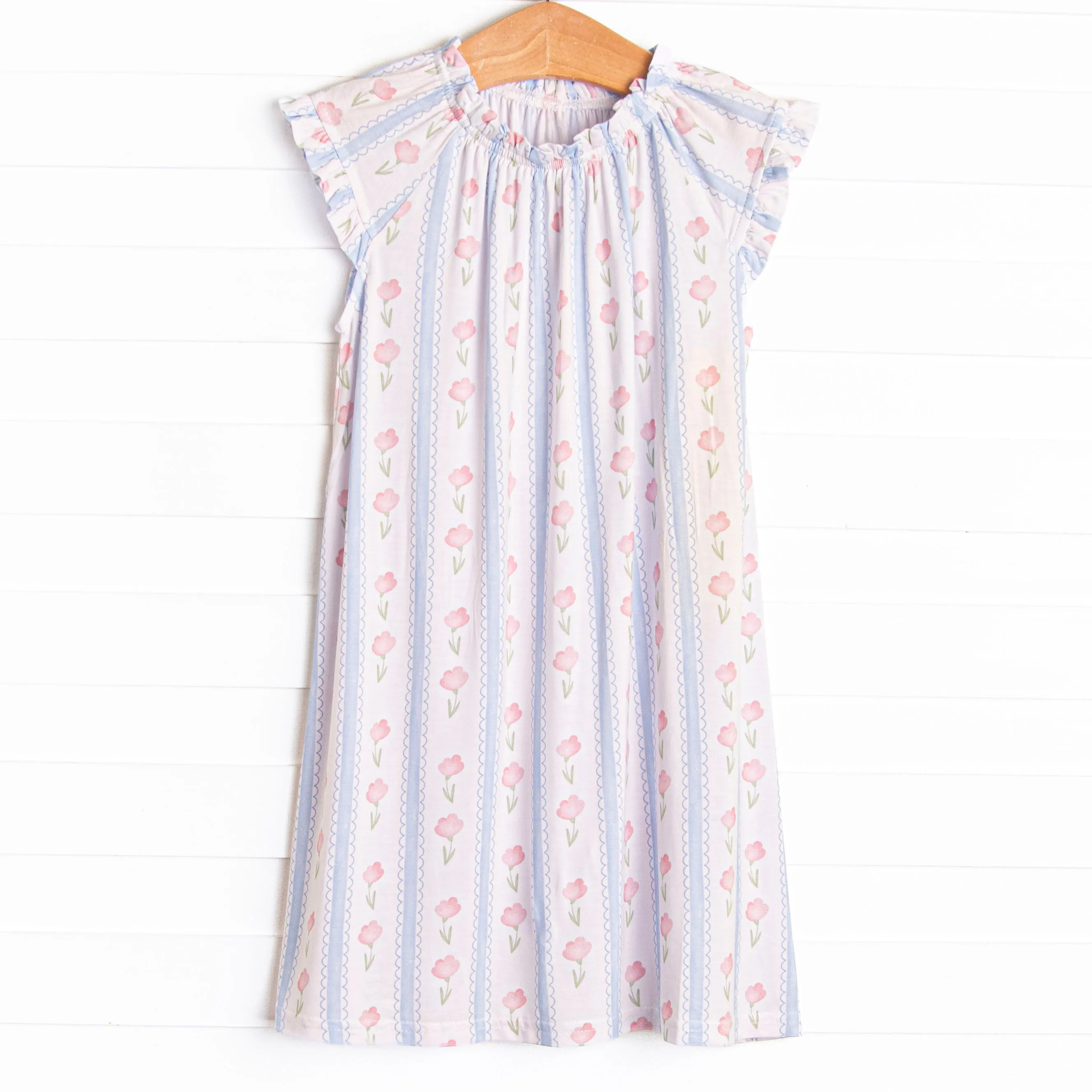 Sweet Pea Stripes Bamboo Night Gown, Blue