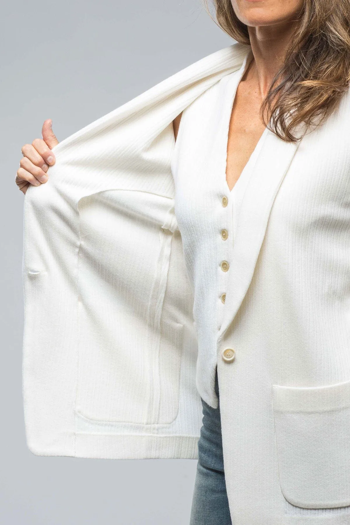 Tallia Pinstripe Rib Blazer In Milk White