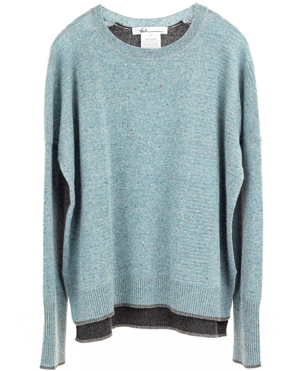 Teal Charcoal Contrast Crewneck Sweater