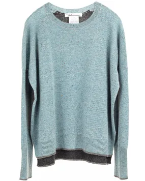 Teal Charcoal Contrast Crewneck Sweater