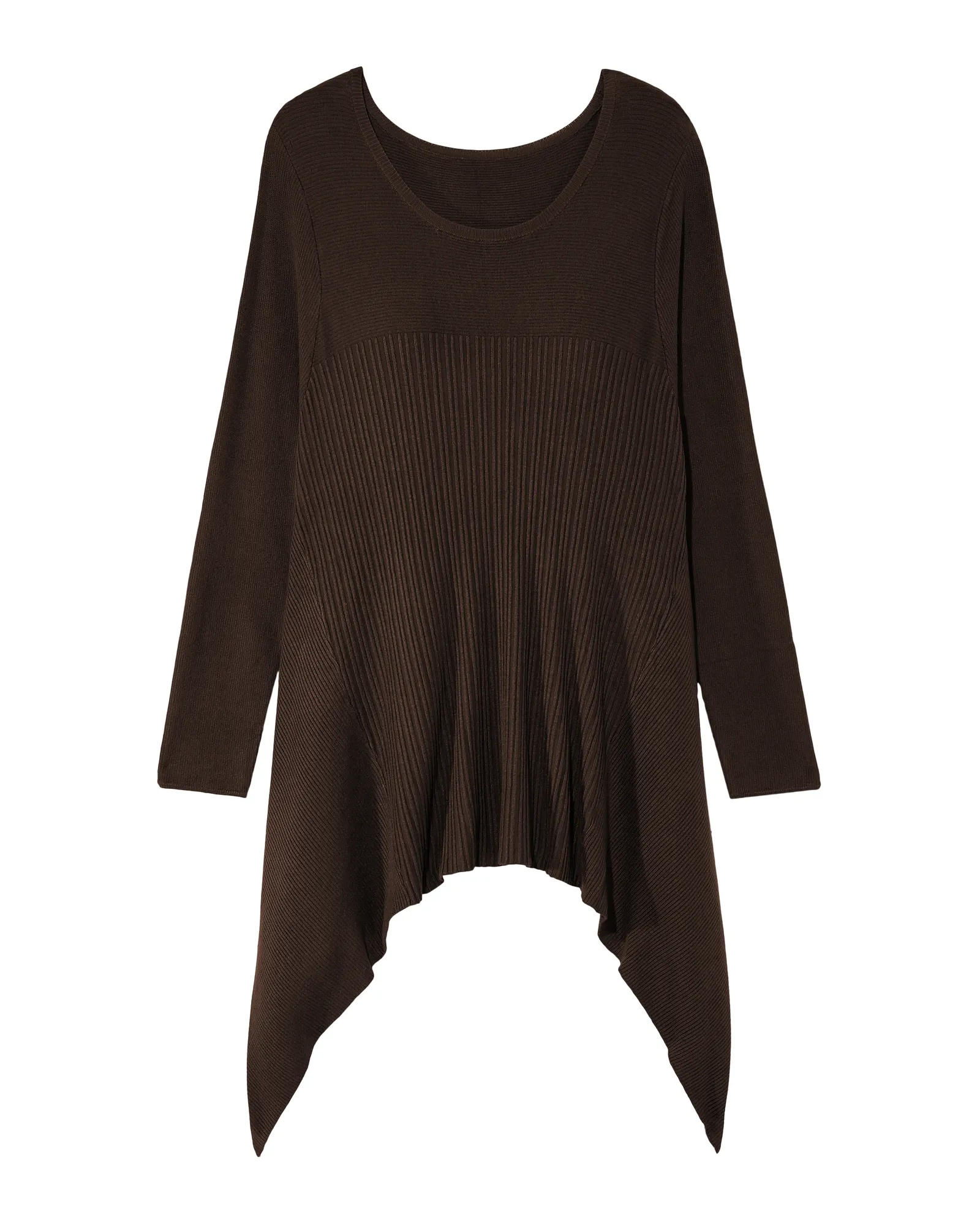 Trixie Ribbed High-Low Sweater | Brown