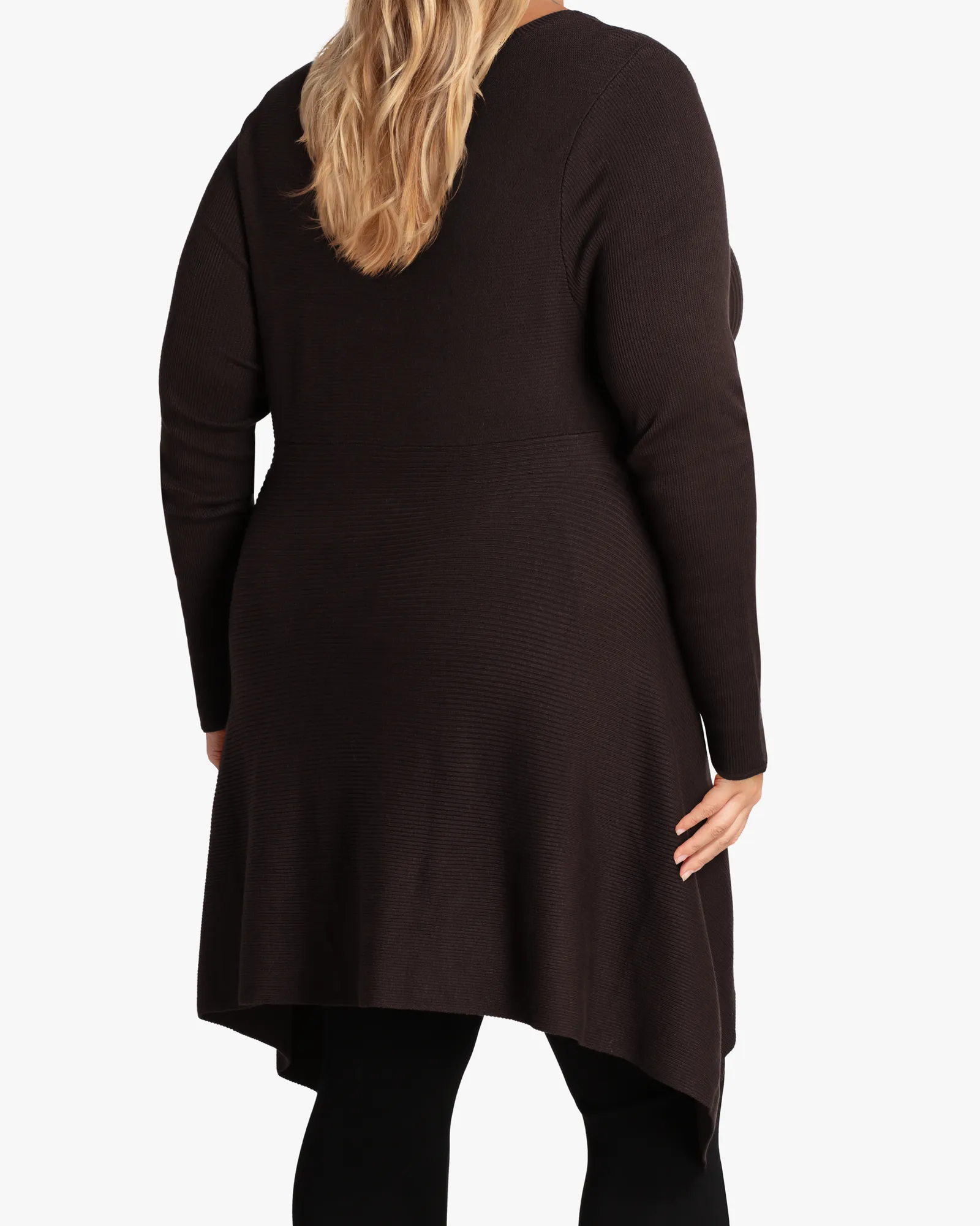 Trixie Ribbed High-Low Sweater | Brown