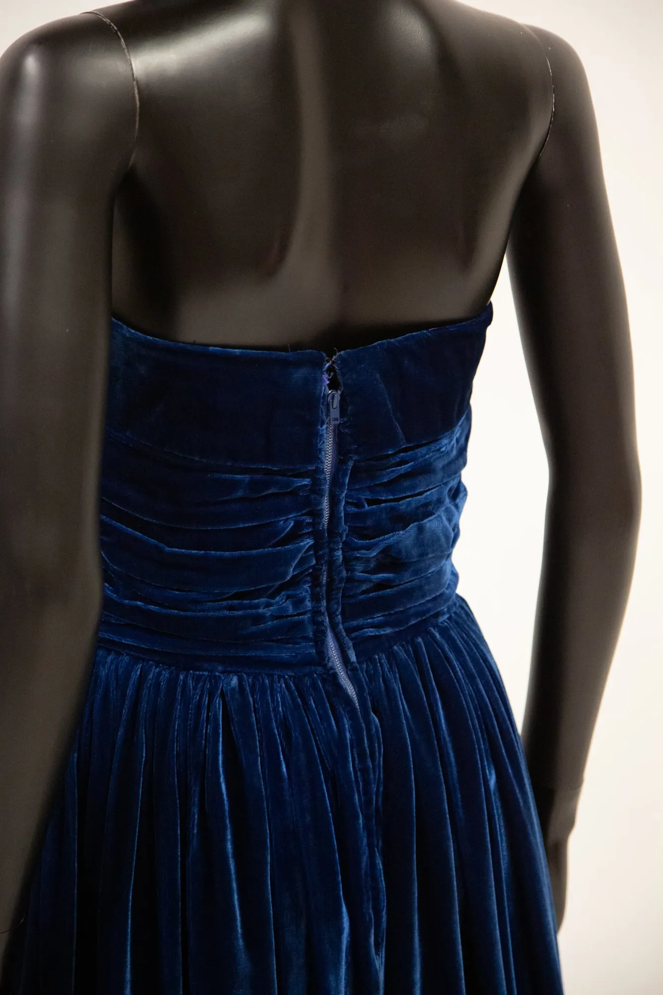 Vintage 1940s Blue Velvet Gown