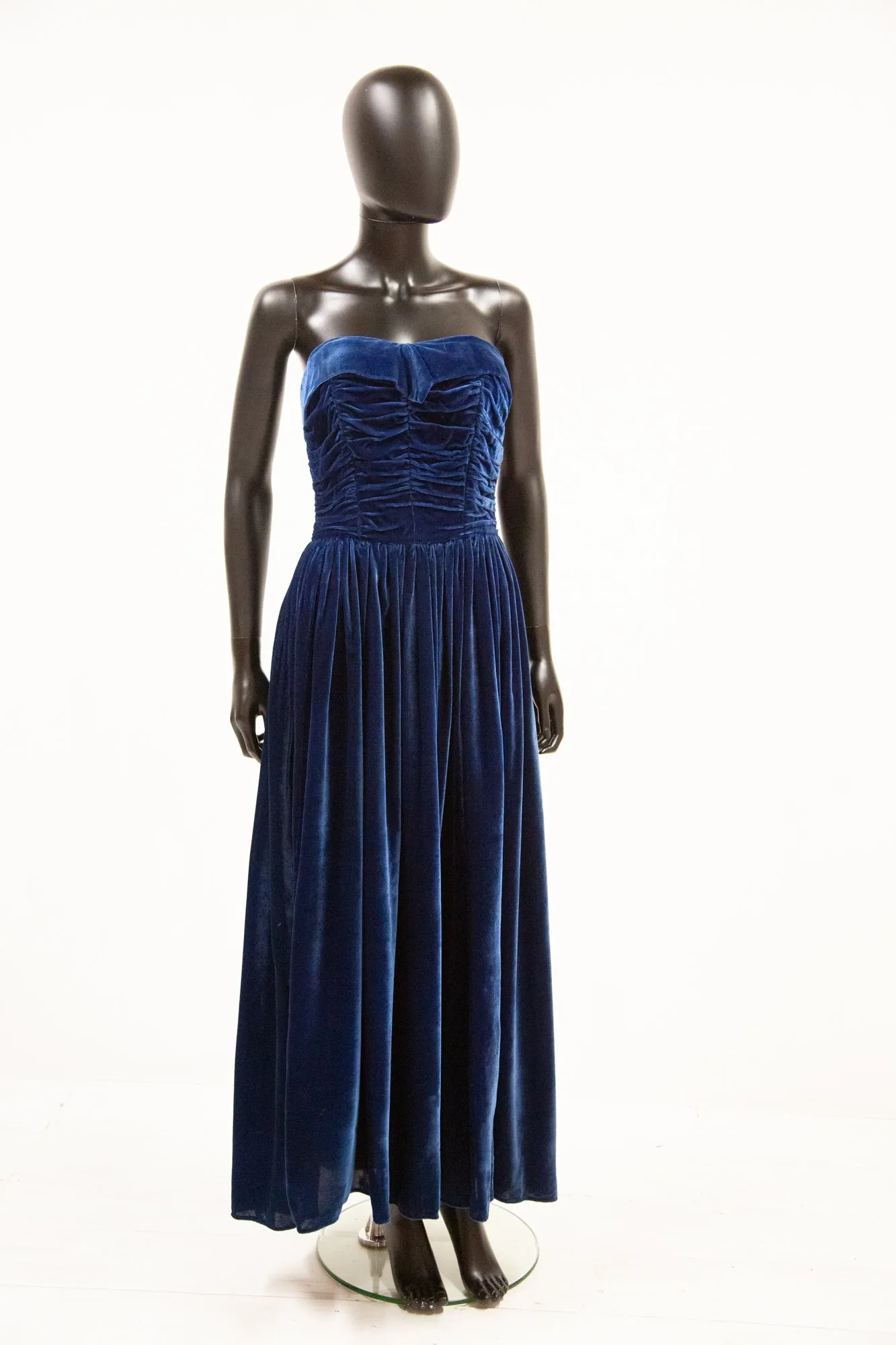 Vintage 1940s Blue Velvet Gown
