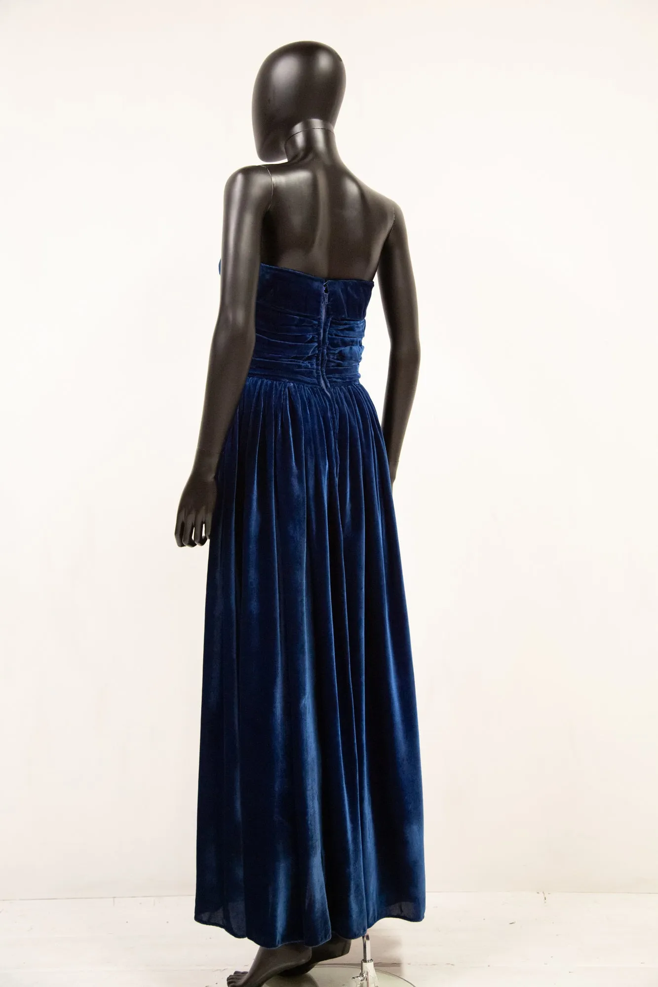 Vintage 1940s Blue Velvet Gown