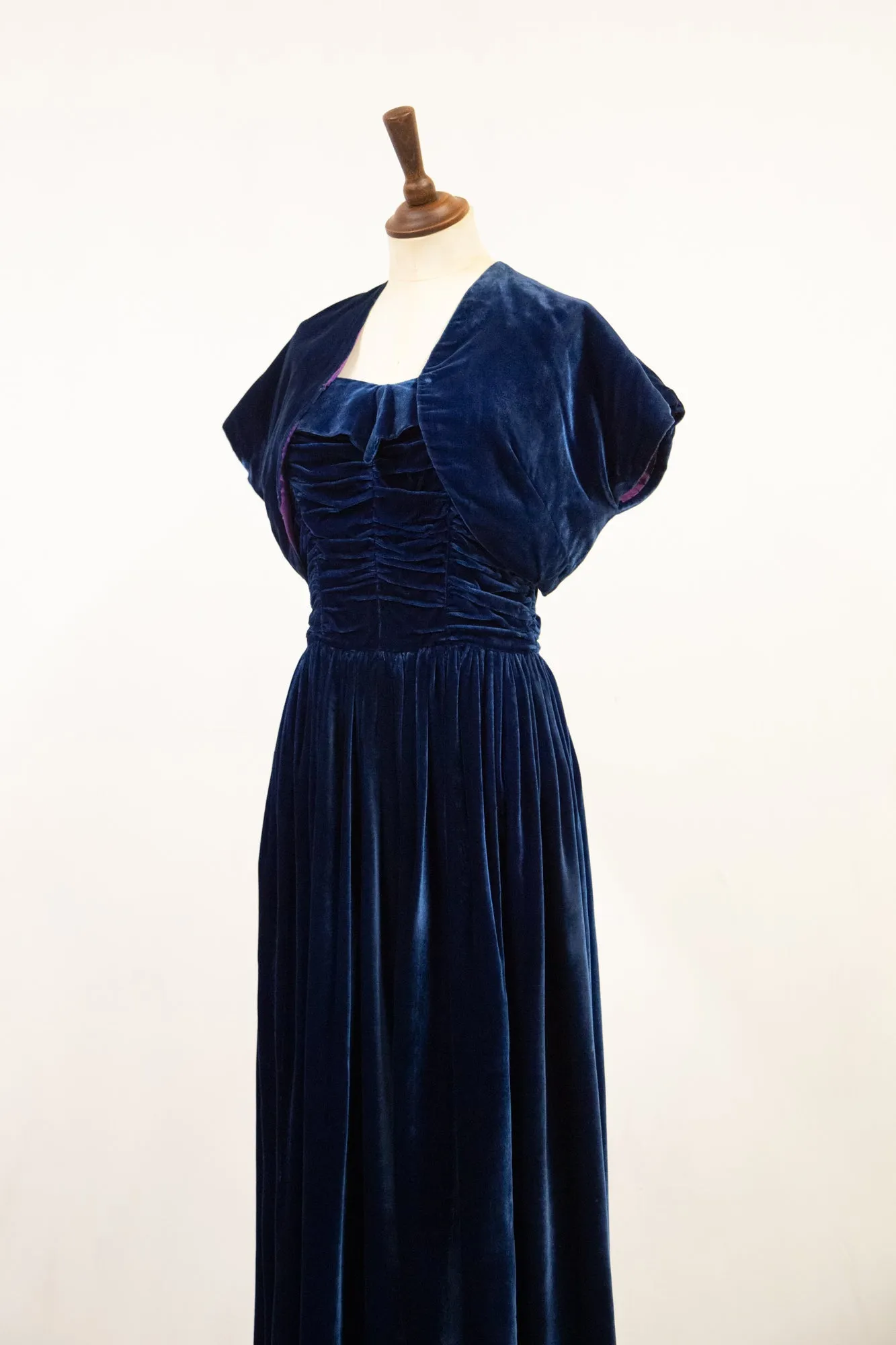 Vintage 1940s Blue Velvet Gown