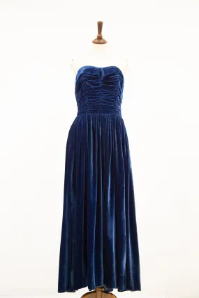 Vintage 1940s Blue Velvet Gown