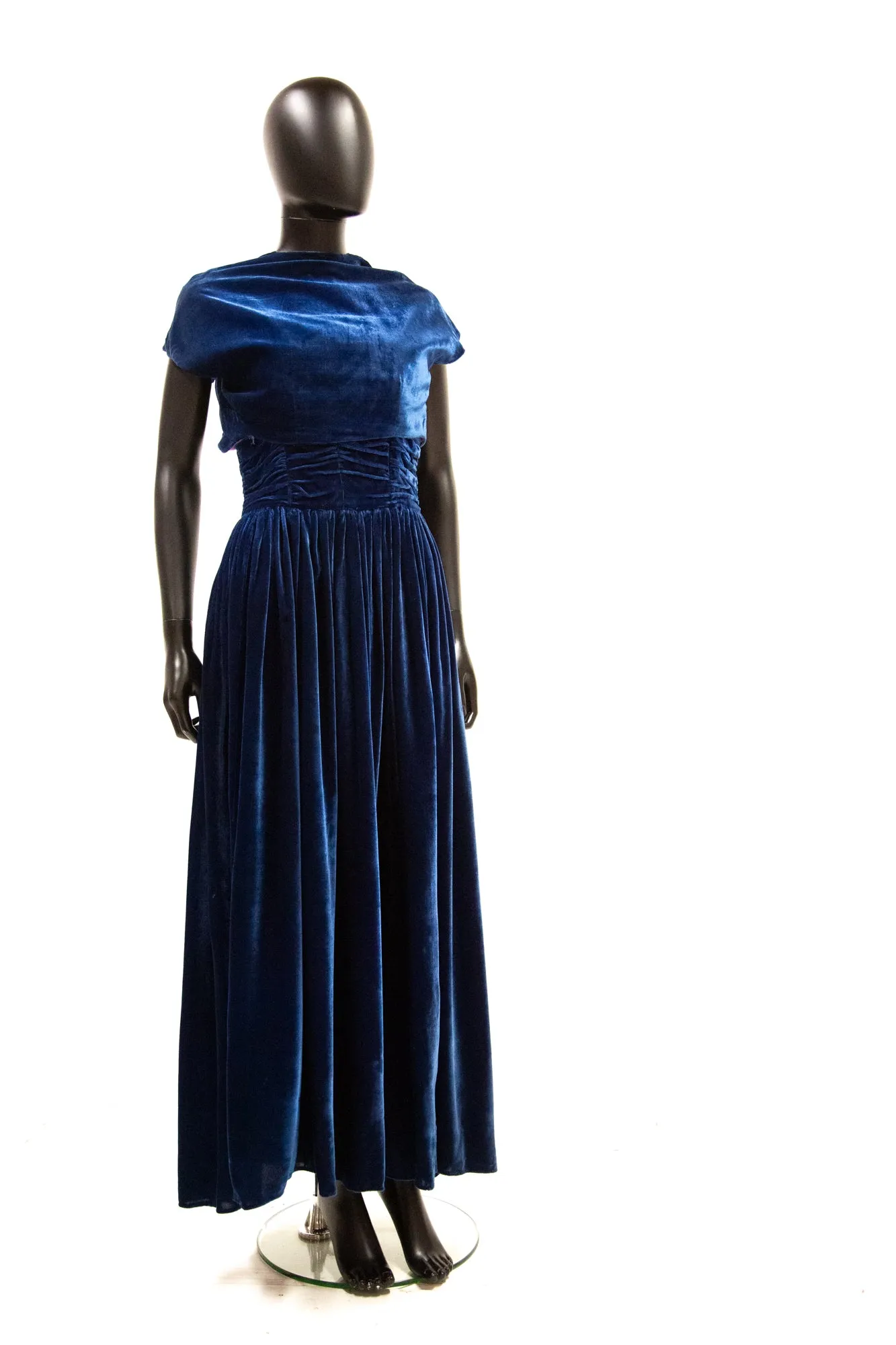 Vintage 1940s Blue Velvet Gown