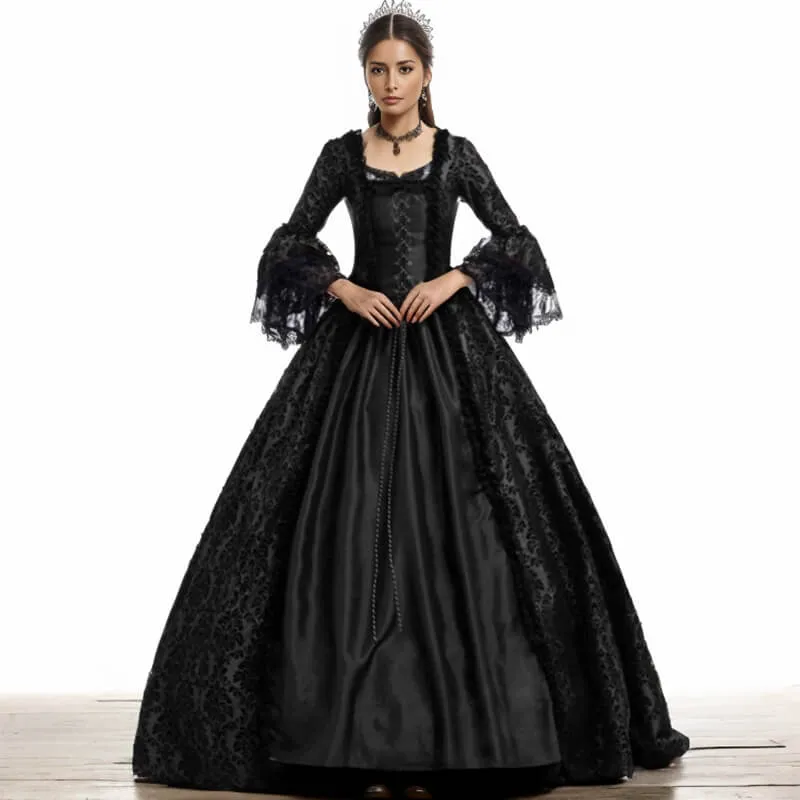 Vintage Jacquard Court Costume Gowns Dress
