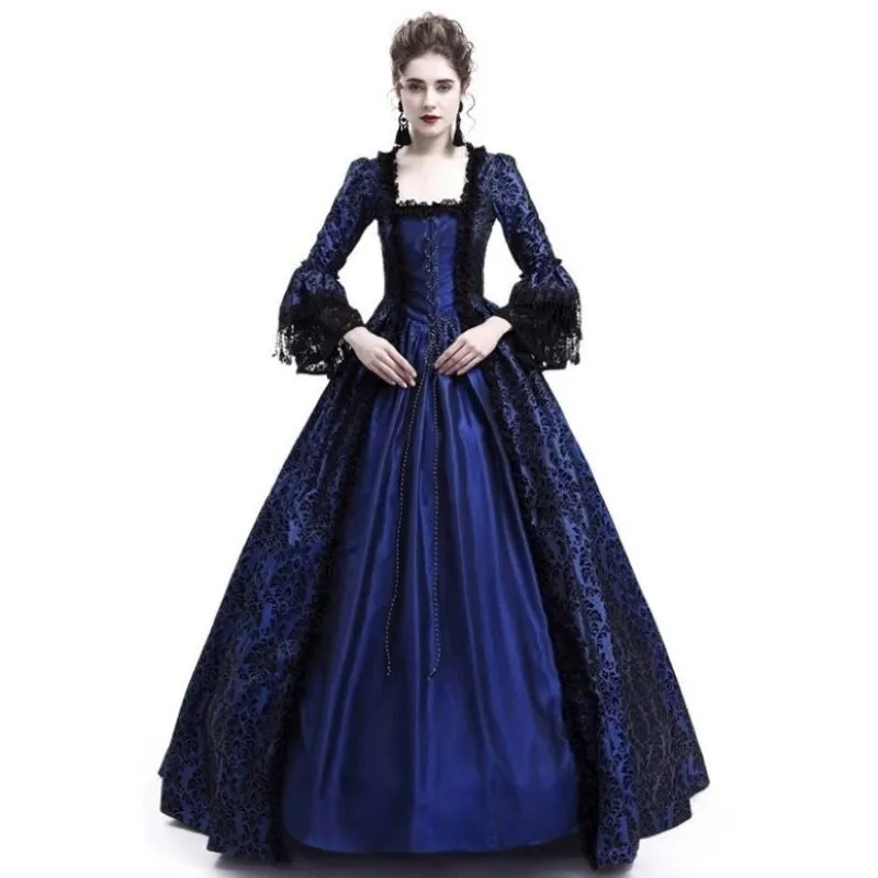 Vintage Jacquard Court Costume Gowns Dress